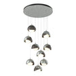 Hubbardton Forge 2022 Vintage Platinum Dark Smoke Opal Glass (GG) Standard Brooklyn 9-Light Double Shade Pendant