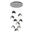 Hubbardton Forge 2022 Vintage Platinum Black Opal Glass (GG) Standard Brooklyn 9-Light Double Shade Pendant
