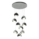 Hubbardton Forge 2022 Vintage Platinum Black Opal Glass (GG) Standard Brooklyn 9-Light Double Shade Pendant