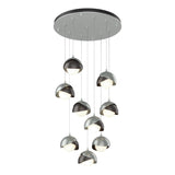 Hubbardton Forge 2022 Vintage Platinum Oil Rubbed Bronze Opal Glass (GG) Standard Brooklyn 9-Light Double Shade Pendant