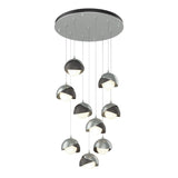 Hubbardton Forge 2022 Vintage Platinum Natural Iron Opal Glass (GG) Standard Brooklyn 9-Light Double Shade Pendant