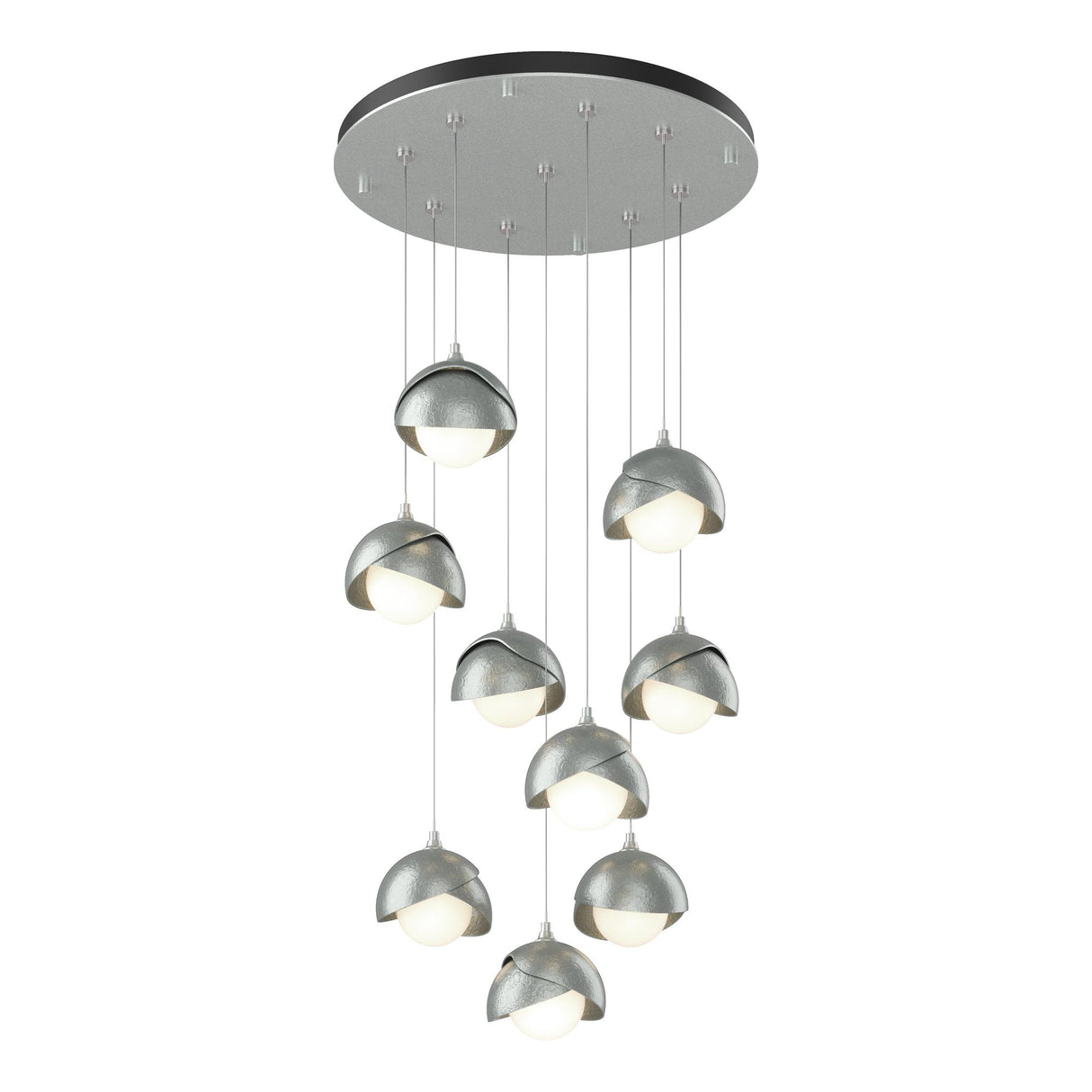 Hubbardton Forge 2022 Vintage Platinum Vintage Platinum Opal Glass (GG) Standard Brooklyn 9-Light Double Shade Pendant