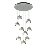 Hubbardton Forge 2022 Vintage Platinum Vintage Platinum Opal Glass (GG) Standard Brooklyn 9-Light Double Shade Pendant