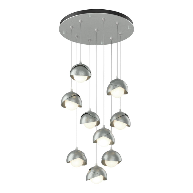 Hubbardton Forge 2022 Vintage Platinum Vintage Platinum Opal Glass (GG) Standard Brooklyn 9-Light Double Shade Pendant