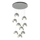 Hubbardton Forge 2022 Vintage Platinum Sterling Opal Glass (GG) Standard Brooklyn 9-Light Double Shade Pendant