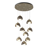 Hubbardton Forge 2022 Soft Gold Bronze Opal Glass (GG) Standard Brooklyn 9-Light Double Shade Pendant
