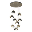 Hubbardton Forge 2022 Soft Gold Black Opal Glass (GG) Standard Brooklyn 9-Light Double Shade Pendant