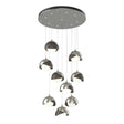 Hubbardton Forge 2022 Sterling Dark Smoke Opal Glass (GG) Standard Brooklyn 9-Light Double Shade Pendant
