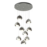 Hubbardton Forge 2022 Sterling Dark Smoke Opal Glass (GG) Standard Brooklyn 9-Light Double Shade Pendant