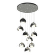 Hubbardton Forge 2022 Sterling Black Opal Glass (GG) Standard Brooklyn 9-Light Double Shade Pendant