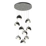 Hubbardton Forge 2022 Sterling Black Opal Glass (GG) Standard Brooklyn 9-Light Double Shade Pendant