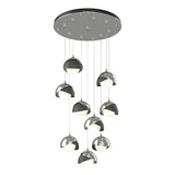Hubbardton Forge 2022 Sterling Natural Iron Opal Glass (GG) Standard Brooklyn 9-Light Double Shade Pendant