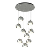 Hubbardton Forge 2022 Sterling Vintage Platinum Opal Glass (GG) Standard Brooklyn 9-Light Double Shade Pendant