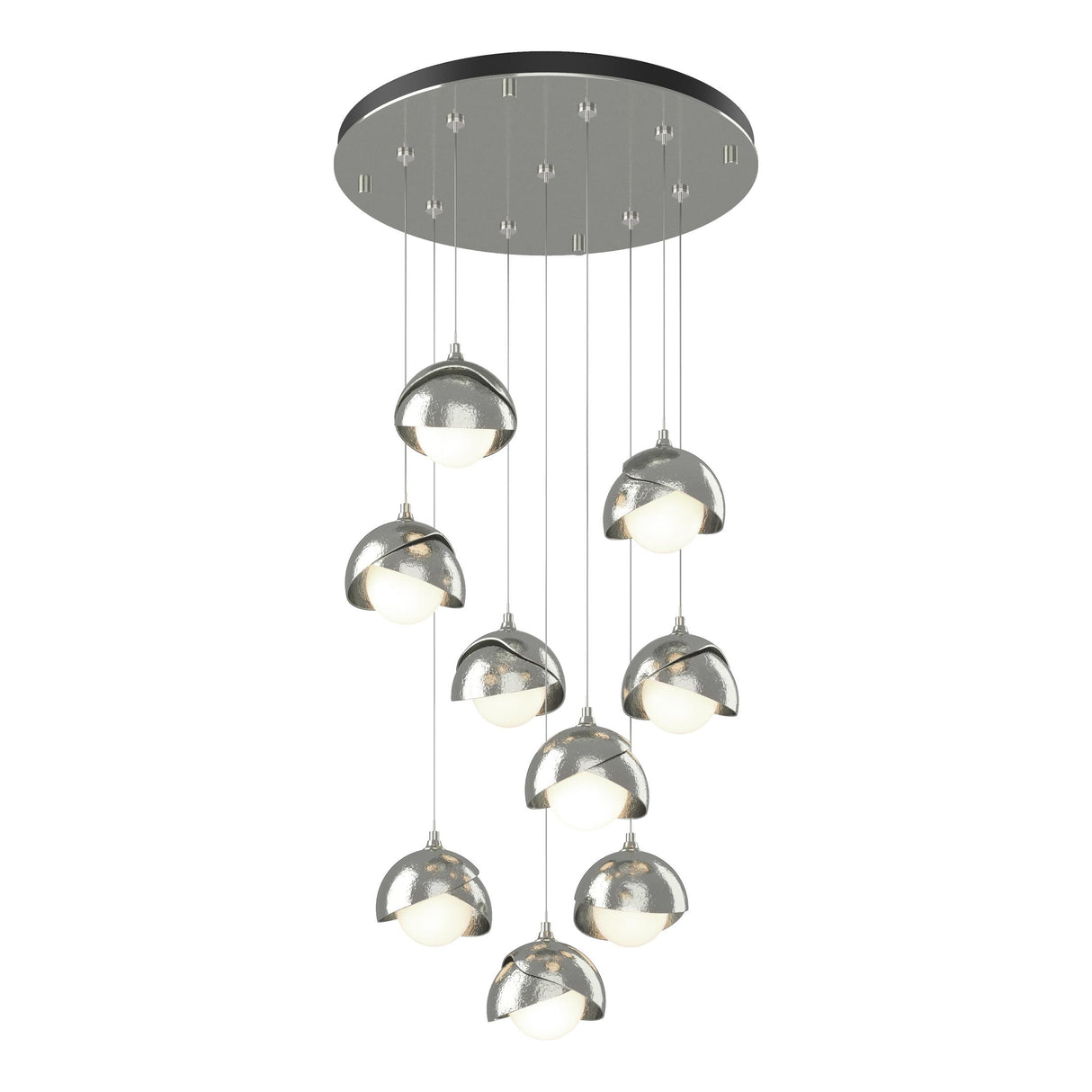 Hubbardton Forge 2022 Sterling Sterling Opal Glass (GG) Standard Brooklyn 9-Light Double Shade Pendant