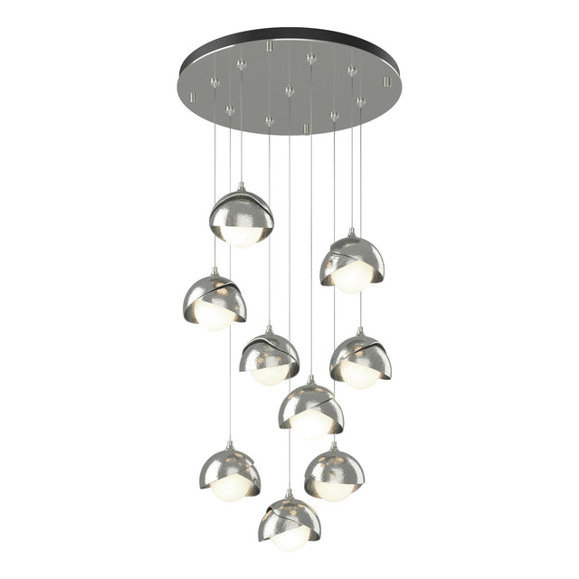 Hubbardton Forge 2022 Sterling Sterling Opal Glass (GG) Standard Brooklyn 9-Light Double Shade Pendant
