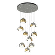 Hubbardton Forge 2022 Sterling Modern Brass Opal Glass (GG) Standard Brooklyn 9-Light Double Shade Pendant