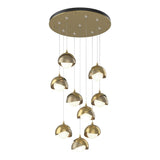 Hubbardton Forge 2022 Modern Brass Soft Gold Opal Glass (GG) Standard Brooklyn 9-Light Double Shade Pendant