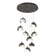 Hubbardton Forge 2022 Dark Smoke White Opal Glass (GG) Standard Brooklyn 9-Light Double Shade Pendant