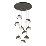 Hubbardton Forge 2022 Dark Smoke White Opal Glass (GG) Standard Brooklyn 9-Light Double Shade Pendant