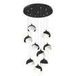 Hubbardton Forge 2022 Black White Opal Glass (GG) Standard Brooklyn 9-Light Double Shade Pendant