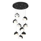 Hubbardton Forge 2022 Black White Opal Glass (GG) Standard Brooklyn 9-Light Double Shade Pendant
