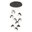 Hubbardton Forge 2022 Oil Rubbed Bronze White Opal Glass (GG) Standard Brooklyn 9-Light Double Shade Pendant