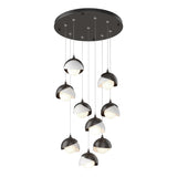 Hubbardton Forge 2022 Oil Rubbed Bronze White Opal Glass (GG) Standard Brooklyn 9-Light Double Shade Pendant