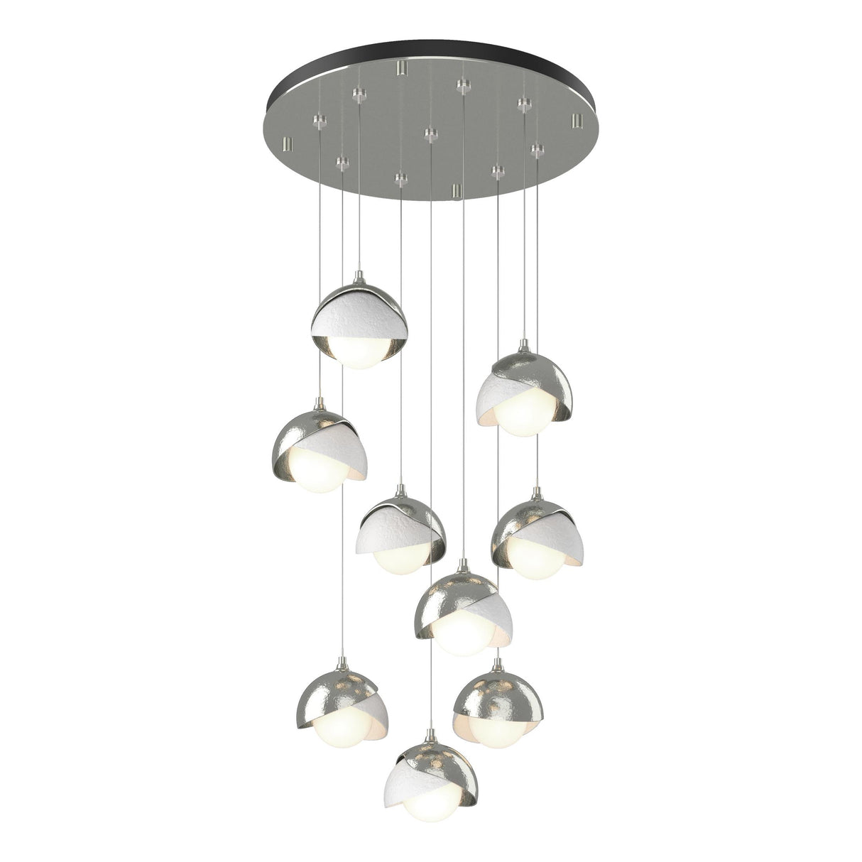 Hubbardton Forge 2022 Sterling White Opal Glass (GG) Standard Brooklyn 9-Light Double Shade Pendant