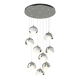 Hubbardton Forge 2022 Sterling White Opal Glass (GG) Standard Brooklyn 9-Light Double Shade Pendant