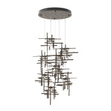Hubbardton Forge 2022 Bronze Seeded Clear Glass (II) Standard Tura 9-Light Seeded Glass Pendant