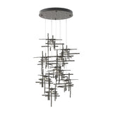 Hubbardton Forge 2022 Dark Smoke Seeded Clear Glass (II) Standard Tura 9-Light Seeded Glass Pendant