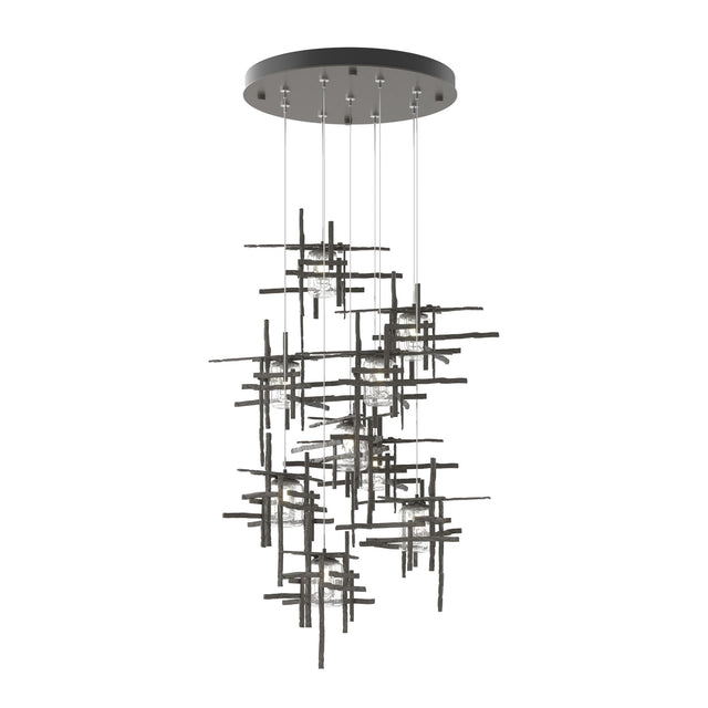 Hubbardton Forge 2022 Dark Smoke Seeded Clear Glass (II) Standard Tura 9-Light Seeded Glass Pendant