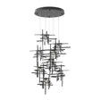 Hubbardton Forge 2022 Black Seeded Clear Glass (II) Standard Tura 9-Light Seeded Glass Pendant