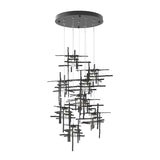 Hubbardton Forge 2022 Black Seeded Clear Glass (II) Standard Tura 9-Light Seeded Glass Pendant