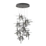 Hubbardton Forge 2022 Oil Rubbed Bronze Seeded Clear Glass (II) Standard Tura 9-Light Seeded Glass Pendant