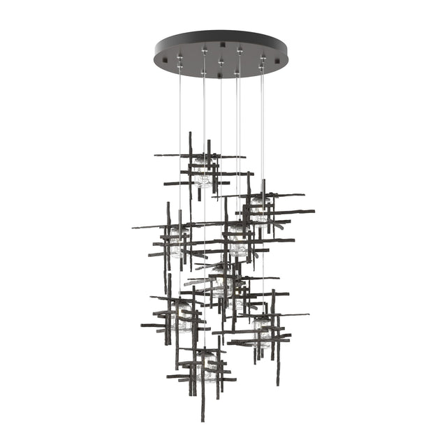 Hubbardton Forge 2022 Oil Rubbed Bronze Seeded Clear Glass (II) Standard Tura 9-Light Seeded Glass Pendant