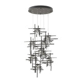 Hubbardton Forge 2022 Natural Iron Seeded Clear Glass (II) Standard Tura 9-Light Seeded Glass Pendant