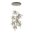 Hubbardton Forge 2022 Vintage Platinum Seeded Clear Glass (II) Standard Tura 9-Light Seeded Glass Pendant