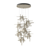 Hubbardton Forge 2022 Soft Gold Seeded Clear Glass (II) Standard Tura 9-Light Seeded Glass Pendant