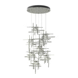 Hubbardton Forge 2022 Sterling Seeded Clear Glass (II) Standard Tura 9-Light Seeded Glass Pendant