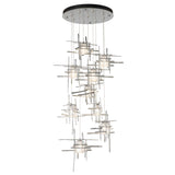 Hubbardton Forge 2022 Sterling Seeded Clear Glass (II) Standard Tura 9-Light Seeded Glass Pendant