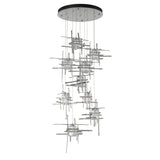 Hubbardton Forge 2022 Sterling Seeded Clear Glass (II) Standard Tura 9-Light Seeded Glass Pendant