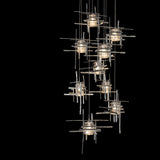Hubbardton Forge 2022 Sterling Seeded Clear Glass (II) Standard Tura 9-Light Seeded Glass Pendant