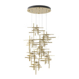 Hubbardton Forge 2022 Modern Brass Seeded Clear Glass (II) Standard Tura 9-Light Seeded Glass Pendant