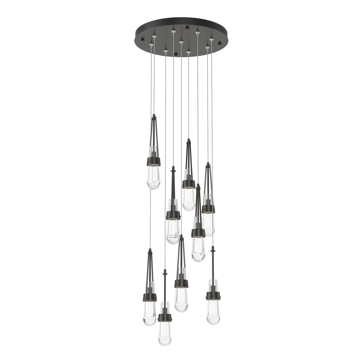 Hubbardton Forge 2022 Oil Rubbed Bronze Clear Glass (ZM) Standard Link 9-Light Clear Glass Pendant