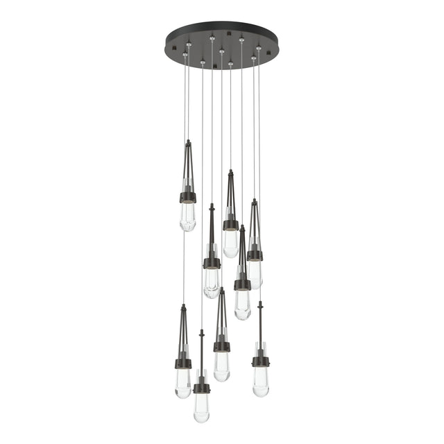 Hubbardton Forge 2022 Oil Rubbed Bronze Clear Glass (ZM) Standard Link 9-Light Clear Glass Pendant
