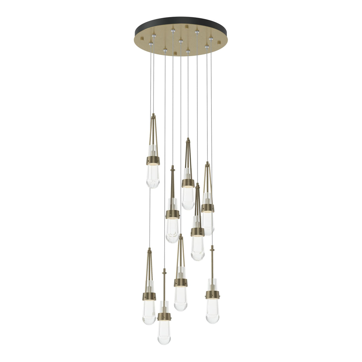 Hubbardton Forge 2022 Soft Gold Clear Glass (ZM) Standard Link 9-Light Clear Glass Pendant