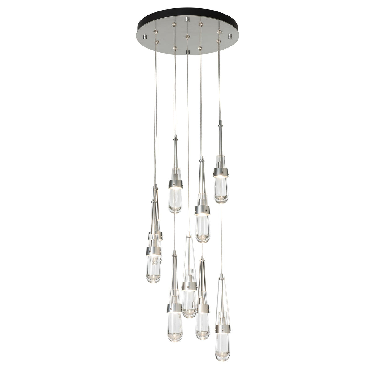 Hubbardton Forge 2022 Sterling Clear Glass (ZM) Standard Link 9-Light Clear Glass Pendant