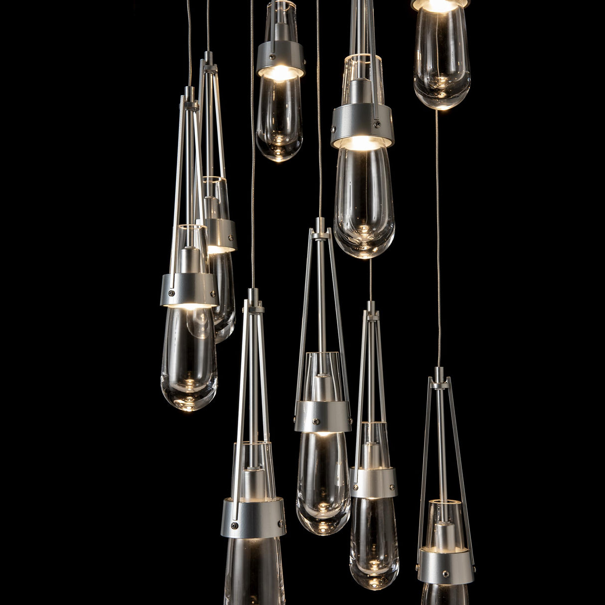 Hubbardton Forge 2022 Sterling Clear Glass (ZM) Standard Link 9-Light Clear Glass Pendant