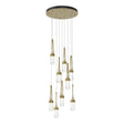Hubbardton Forge 2022 Modern Brass Clear Glass (ZM) Standard Link 9-Light Clear Glass Pendant